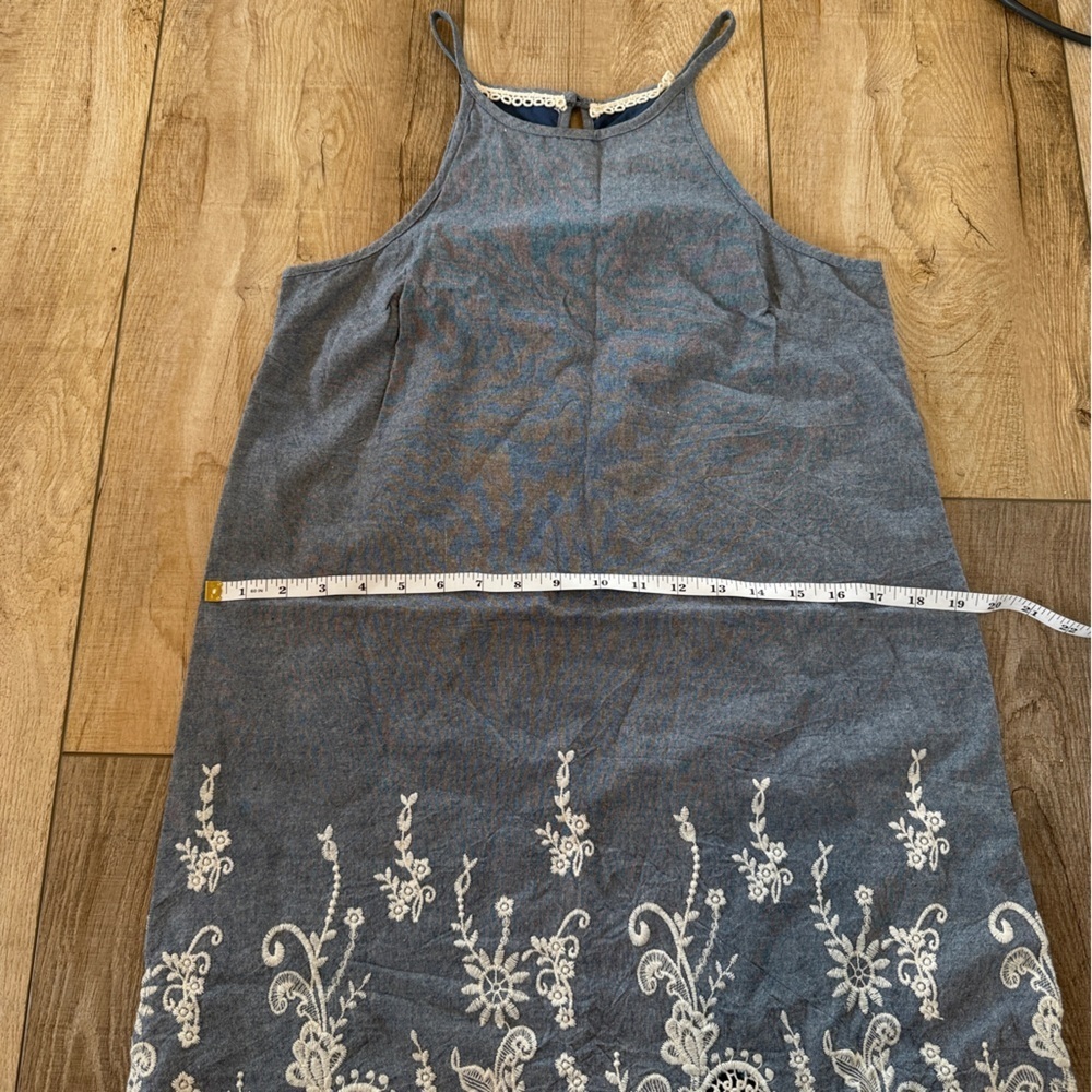 100% Cotton Coco Jaimeson Blue Lace Trim Denim Dress - Picture 3 of 7